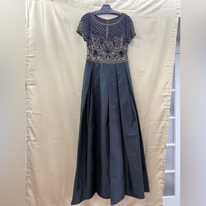 Aidan Mattox Black and Gold Embellished Maxi Dress